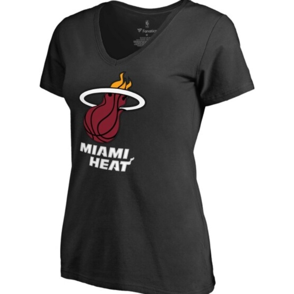 Fanatics Miami Heat NBA T-Shirt V-Neck Short Sleeve Top Black S NWOT